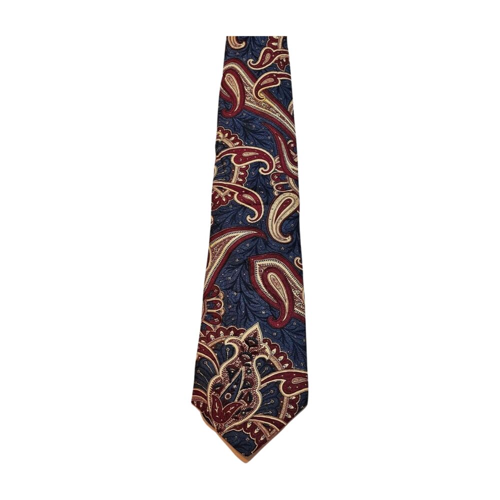 Sheaf & Caber Men Neck Tie Blue Red Colors Paisley 58"L x 3"½W Silk USA Vintage